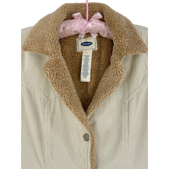 Y2K Old Navy Corduroy Sherpa Lined Jacket Coat Vintage Gorpcore Utility S - Picture 14 of 16